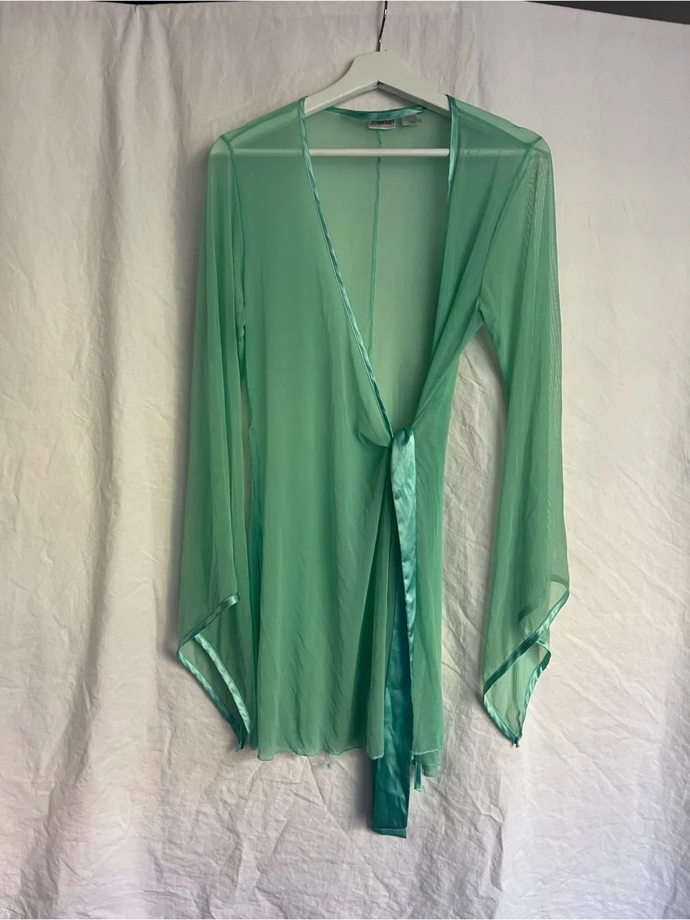Vintage 90s Frederick’s of Hollywood Mint Mesh Robe Y2K Festival Fairy Size S
